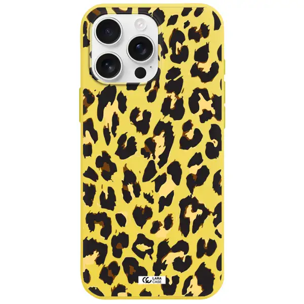 Leopard Print Apple Iphone 16 Pro Max Silicone Canary Yellow Case