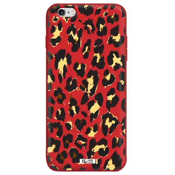 Leopard Print Apple iPhone 6 plus Silicone Imperial Red Case