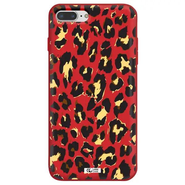Leopard Print Apple iPhone 7 plus Silicone Imperial Red Case