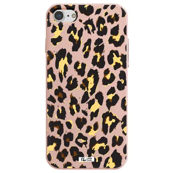 Leopard Print Apple iPhone 7 Silicone pastel pink Case