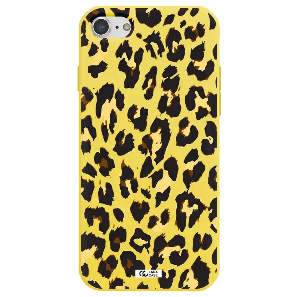 Leopard Print Apple iPhone 8 Silicone canary yellow Case