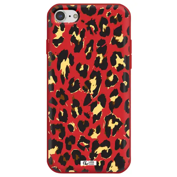 Leopard Print Apple iPhone 8 Silicone Imperial Red Case