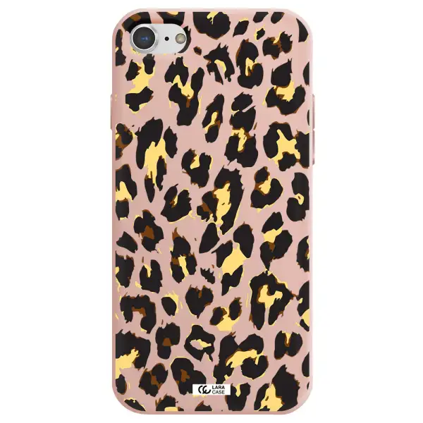 Leopard Print Apple iPhone 8 Silicone pastel pink Case