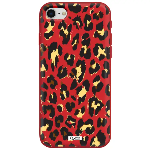 Leopard Print Apple iPhone se 2020 Silicone Imperial Red Case