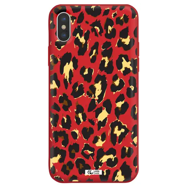 Leopard Print Apple iPhone X Silicone Imperial Red Case