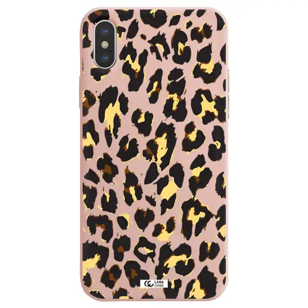 Leopard Print Apple iPhone X Silicone pastel pink Case