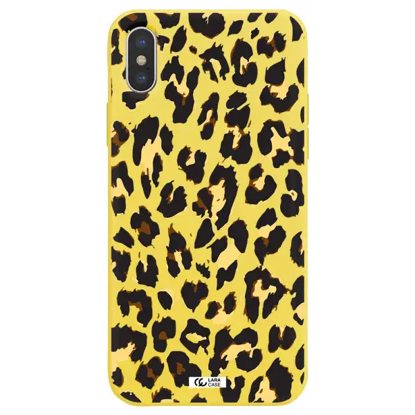 Leopard Print Apple iPhone XS max Silicone canary yellow Case