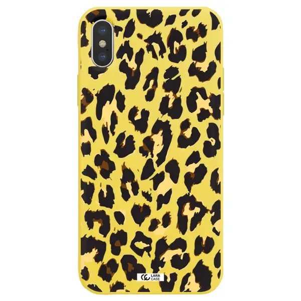 Leopard Print Apple iPhone XS Silicone canary yellow Case