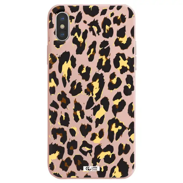 Leopard Print Apple iPhone XS Silicone pastel pink Case