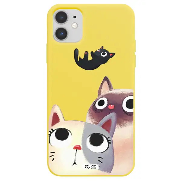 Falling Kitten Watercolor Apple iPhone 11 Silicone canary yellow Case