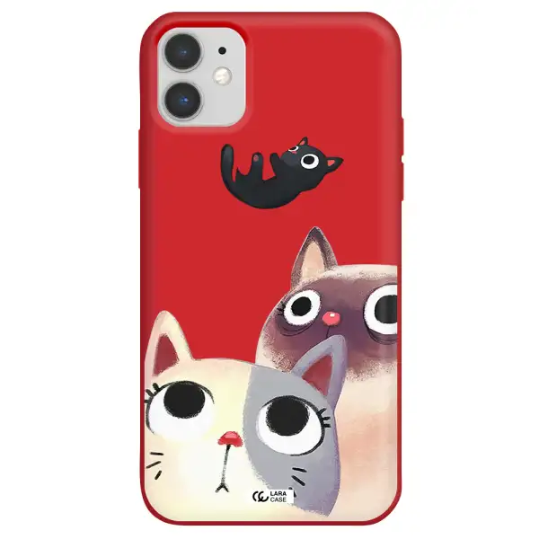 Falling Kitten Watercolor Apple iPhone 11 Silicone Imperial Red Case