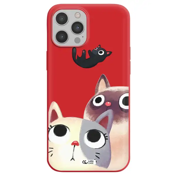 Falling Kitten Watercolor Apple iPhone 12 pro Silicone Imperial Red Case