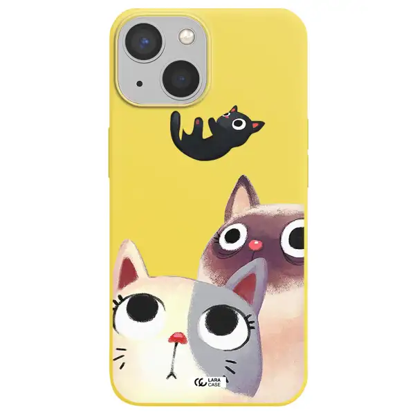 Falling Kitten Watercolor Apple iPhone 13 Silicone canary yellow Case