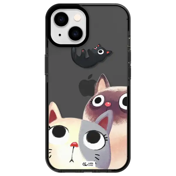 Falling Kitten Watercolor Apple iPhone 14 impact Smoke Black Case