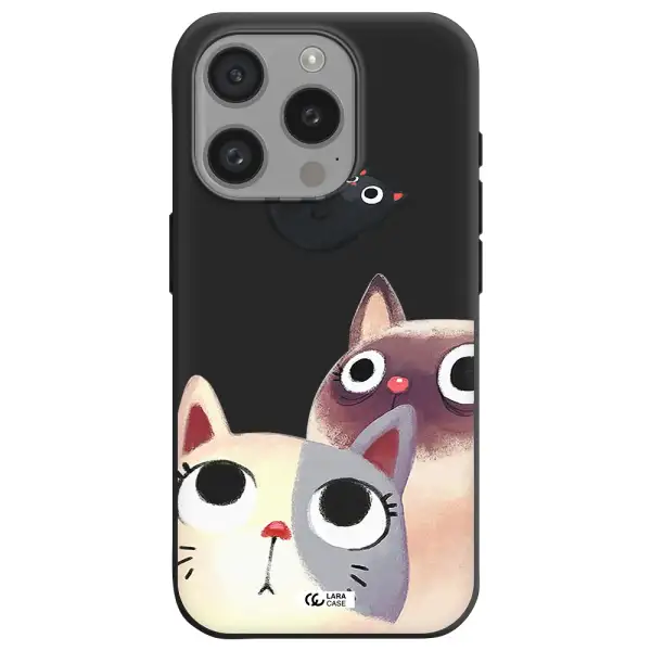 Falling Kitten Watercolor Apple Iphone 15 Pro Silicone Black Case