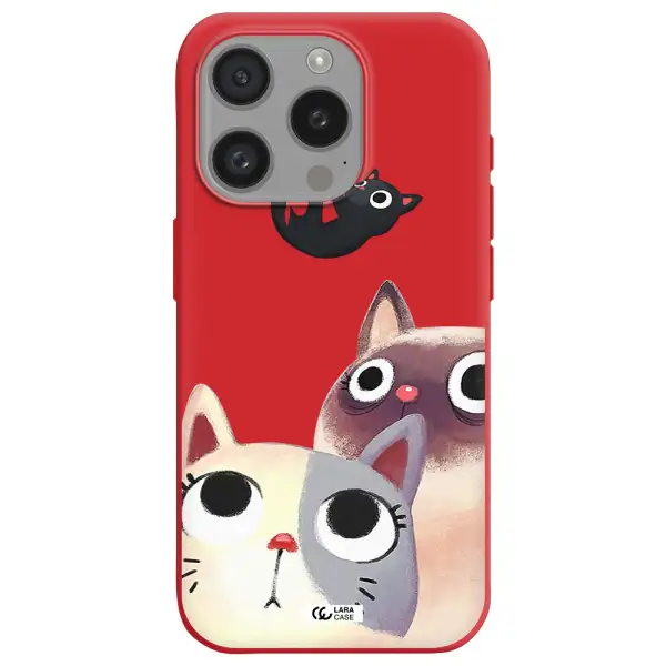Falling Kitten Watercolor Apple Iphone 15 Pro Silicone Imperial Red Case