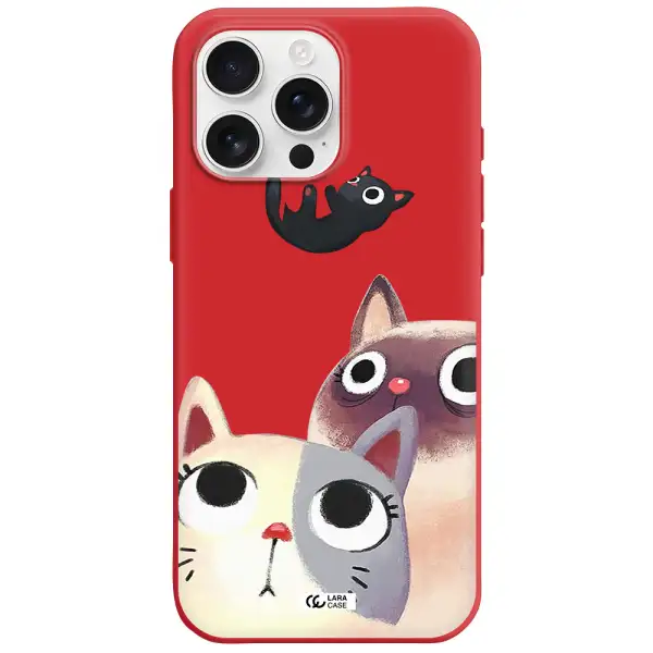 Falling Kitten Watercolor Apple Iphone 16 Pro Max Silicone Imperial Red Case