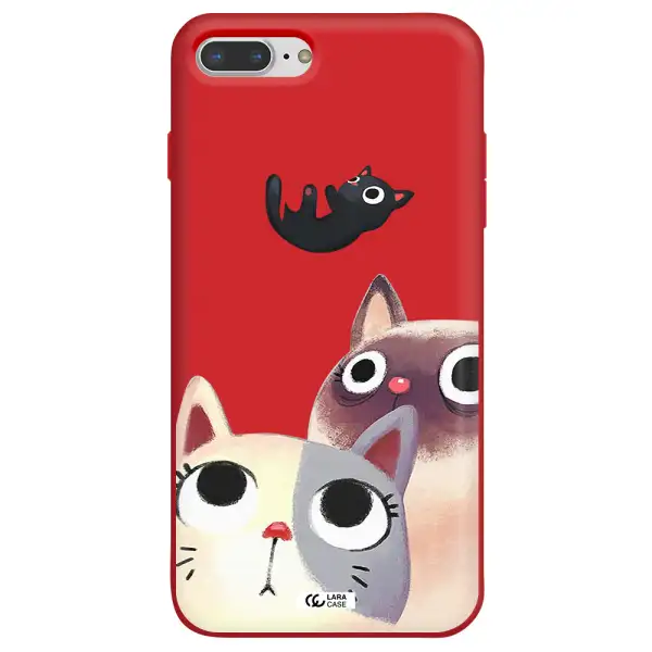 Falling Kitten Watercolor Apple iPhone 7 plus Silicone Imperial Red Case