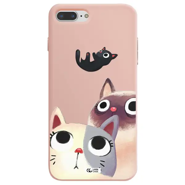 Falling Kitten Watercolor Apple iPhone 8 plus Silicone pastel pink Case