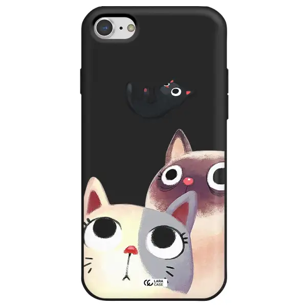Falling Kitten Watercolor Apple iPhone 8 Silicone black Case