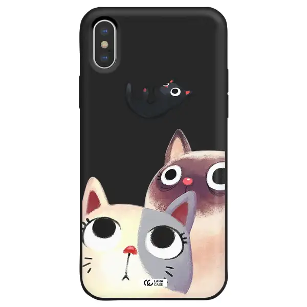Falling Kitten Watercolor Apple iPhone X Silicone black Case