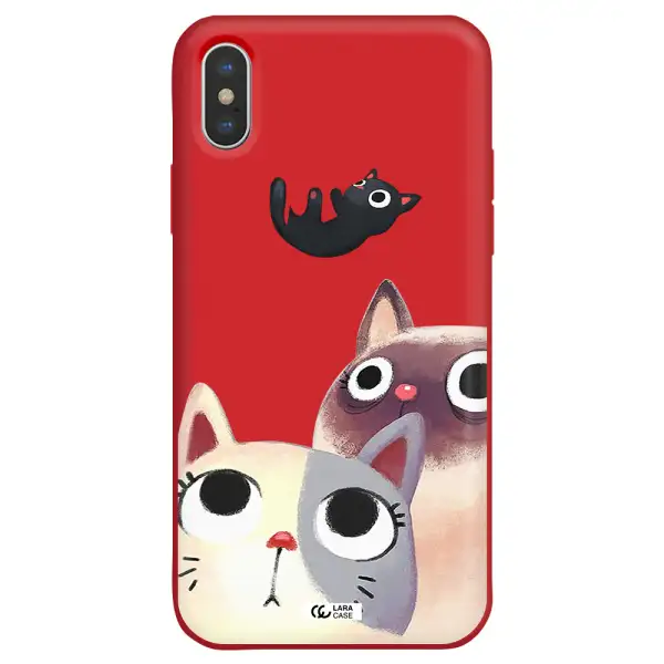 Falling Kitten Watercolor Apple iPhone XS max Silicone Imperial Red Case