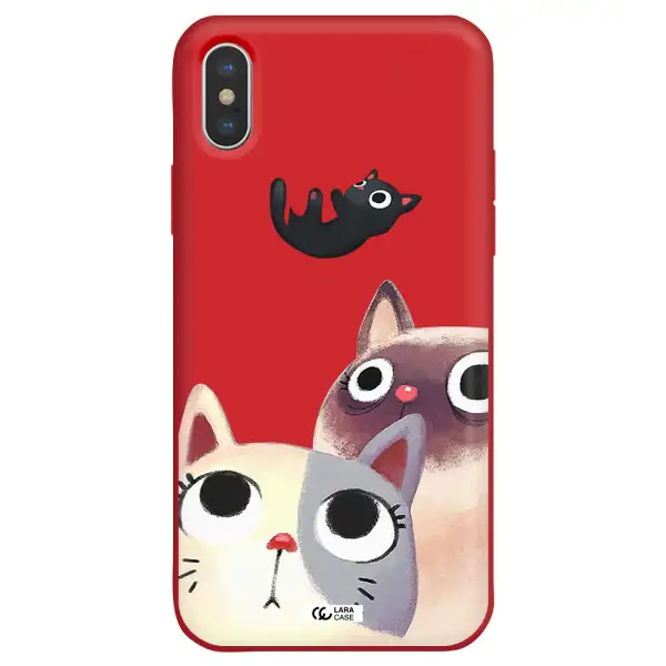 Falling Kitten Watercolor Apple iPhone XS Silicone Imperial Red Case