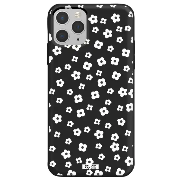 Five Petal White Flower Apple iPhone 11 pro Silicone black Case