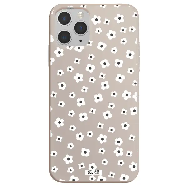 Five Petal White Flower Apple iPhone 11 pro Silicone Stone Case