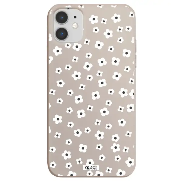 Five Petal White Flower Apple iPhone 11 Silicone Stone Case