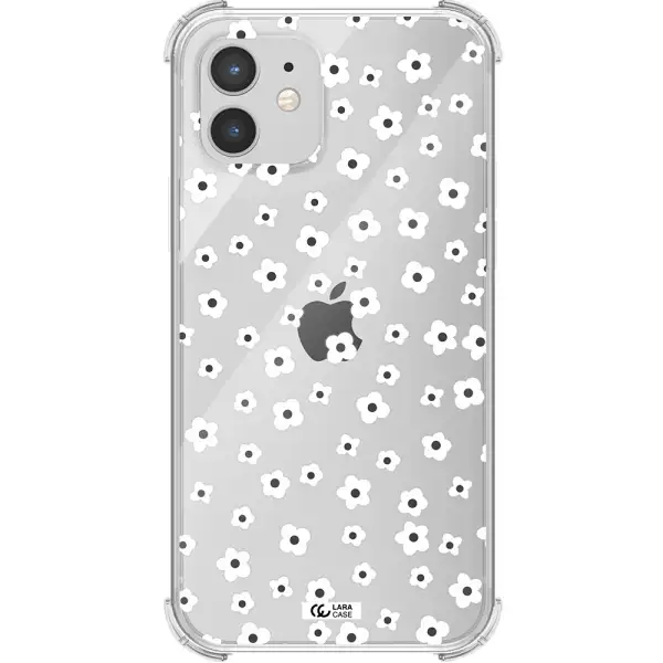 Five Petal White Flower Apple iPhone 12 mini Clear PC Case