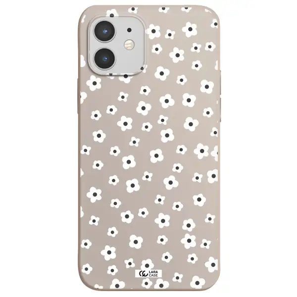 Five Petal White Flower Apple iPhone 12 mini Silicone Stone Case