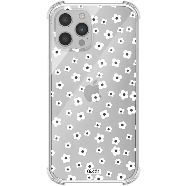 Five Petal White Flower Apple iPhone 12 pro Clear PC Case