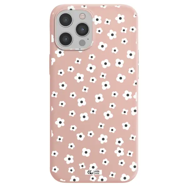 Five Petal White Flower Apple iPhone 12 pro max Silicone pastel pink Case