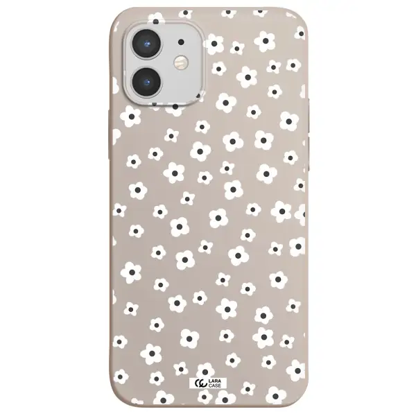 Five Petal White Flower Apple iPhone 12 Silicone Stone Case