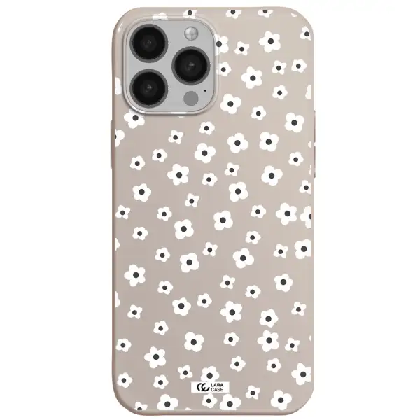 Five Petal White Flower Apple iPhone 13 Pro Max Silicone Stone Case