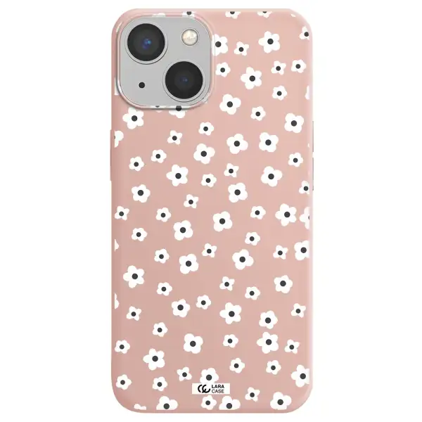 Five Petal White Flower Apple iPhone 13 Silicone pastel pink Case