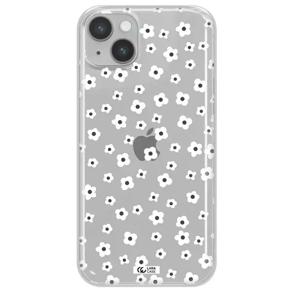 Five Petal White Flower Apple iPhone 14 Clear TPU Case