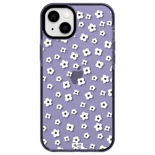 Five Petal White Flower Apple iPhone 14 plus impact Lilac Case