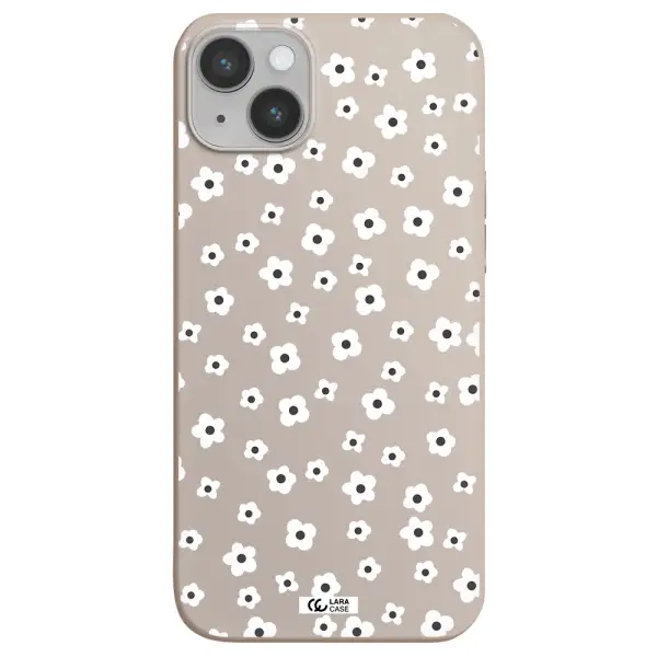 Five Petal White Flower Apple iPhone 14 plus Silicone Stone Case