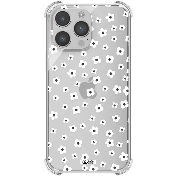 Five Petal White Flower Apple iPhone 14 pro max Clear PC Case