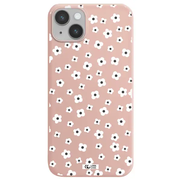 Five Petal White Flower Apple iPhone 14 Silicone pastel pink Case
