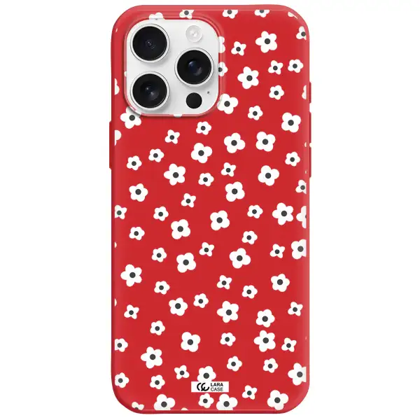 Five Petal White Flower Apple Iphone 16 Pro Max Silicone Stone Case