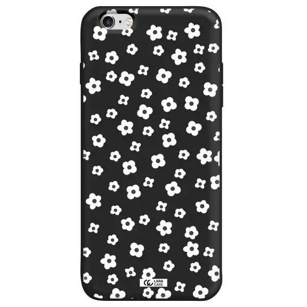 Five Petal White Flower Apple iPhone 6 plus Silicone black Case