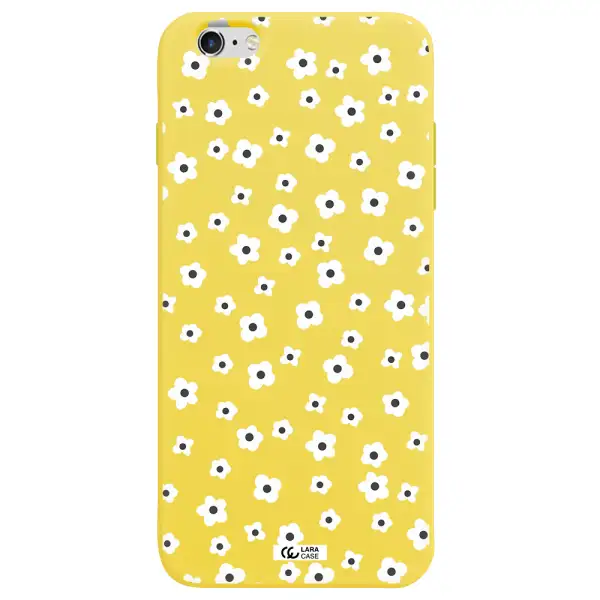 Five Petal White Flower Apple iPhone 6 plus Silicone canary yellow Case
