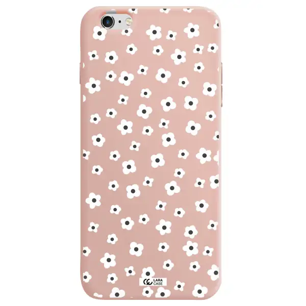 Five Petal White Flower Apple iPhone 6 plus Silicone pastel pink Case