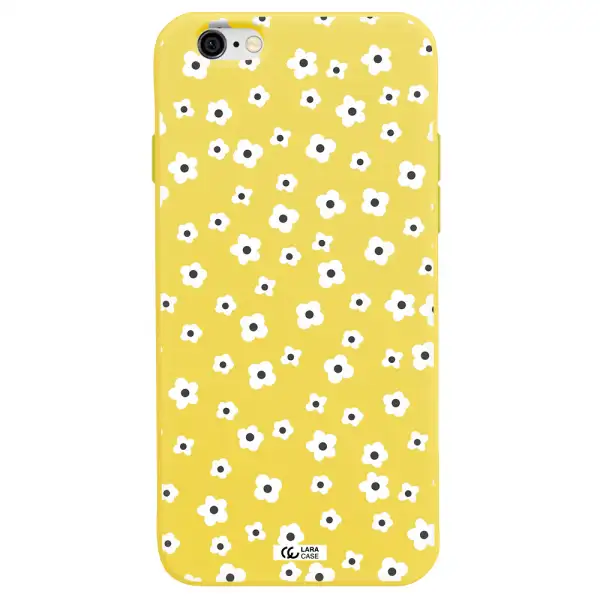 Five Petal White Flower Apple iPhone 6 Silicone canary yellow Case