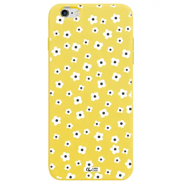 Five Petal White Flower Apple iPhone 6S Silicone canary yellow Case