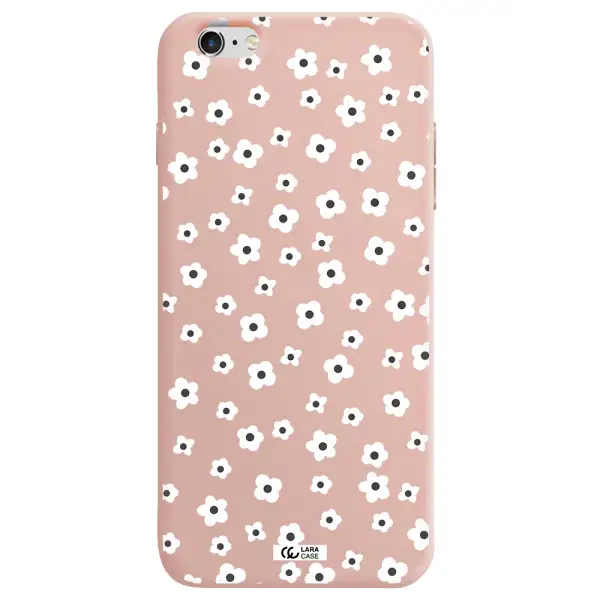 Five Petal White Flower Apple iPhone 6S Silicone pastel pink Case