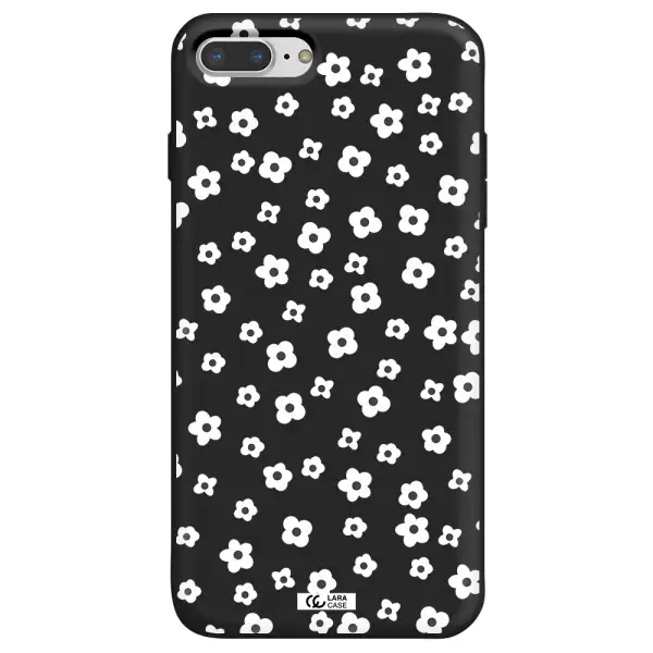 Five Petal White Flower Apple iPhone 7 plus Silicone black Case